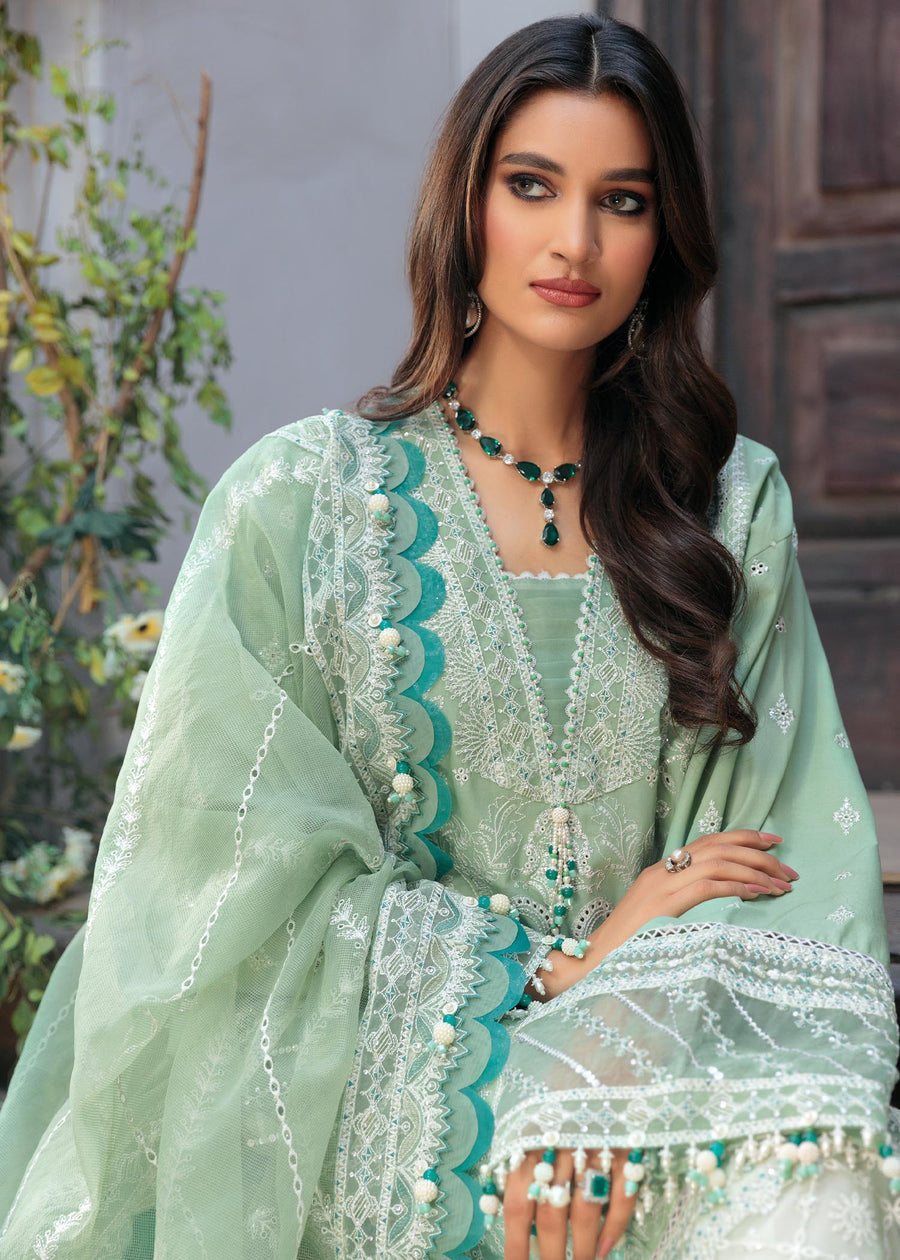 Saheefa D # 341 - 01 | 3PC Luxury Lawn | Organza Embroidered Dupatta