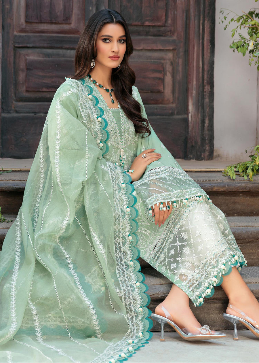 Saheefa D # 341 - 01 | 3PC Luxury Lawn | Organza Embroidered Dupatta