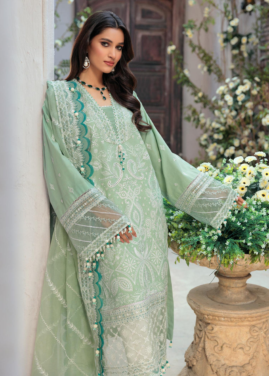 Saheefa D # 341 - 01 | 3PC Luxury Lawn | Organza Embroidered Dupatta