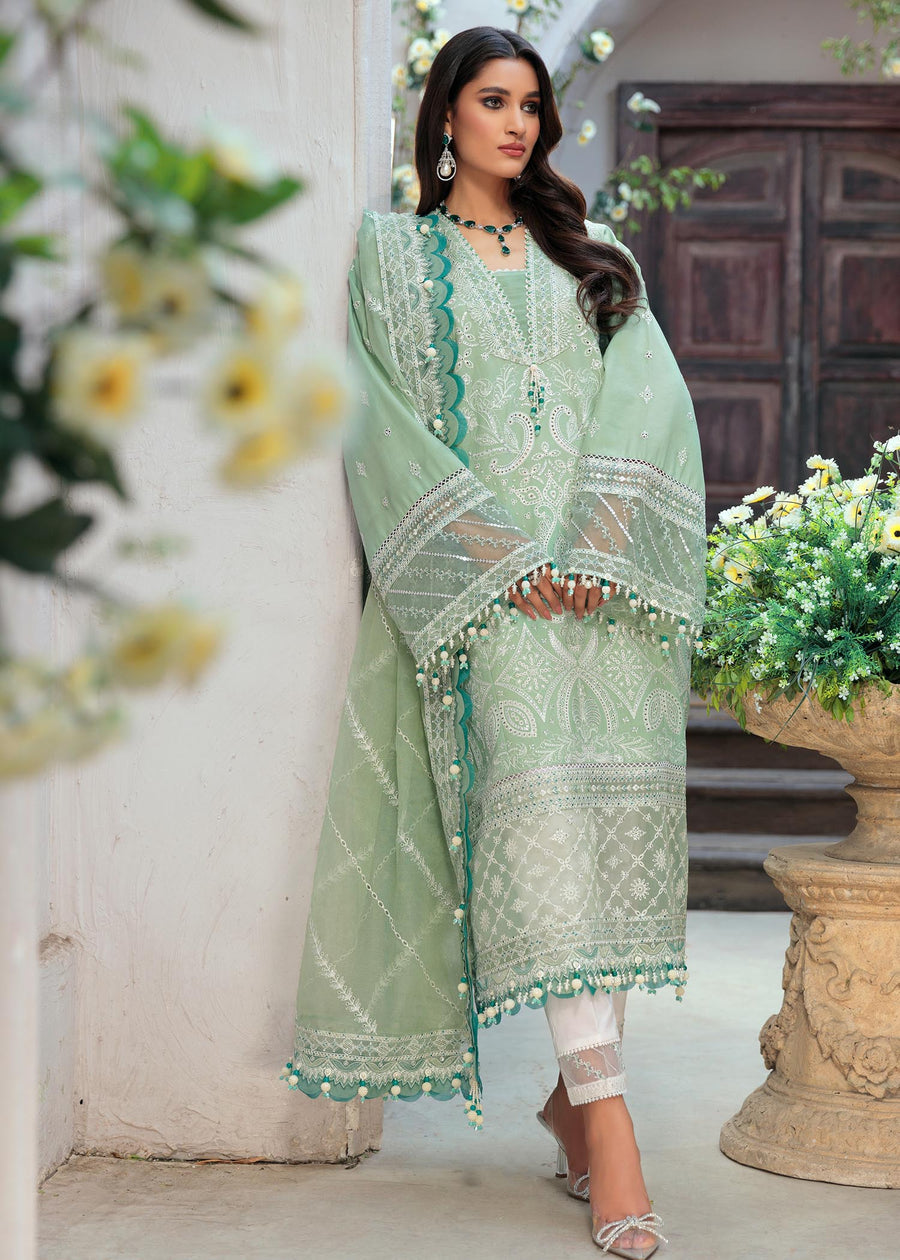 Saheefa D # 341 - 01 | 3PC Luxury Lawn | Organza Embroidered Dupatta