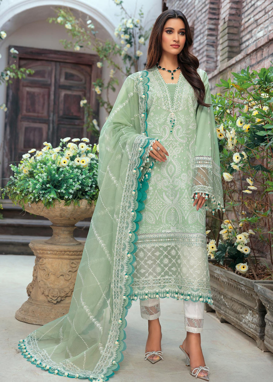 Saheefa D # 341 - 01 | 3PC Luxury Lawn | Organza Embroidered Dupatta