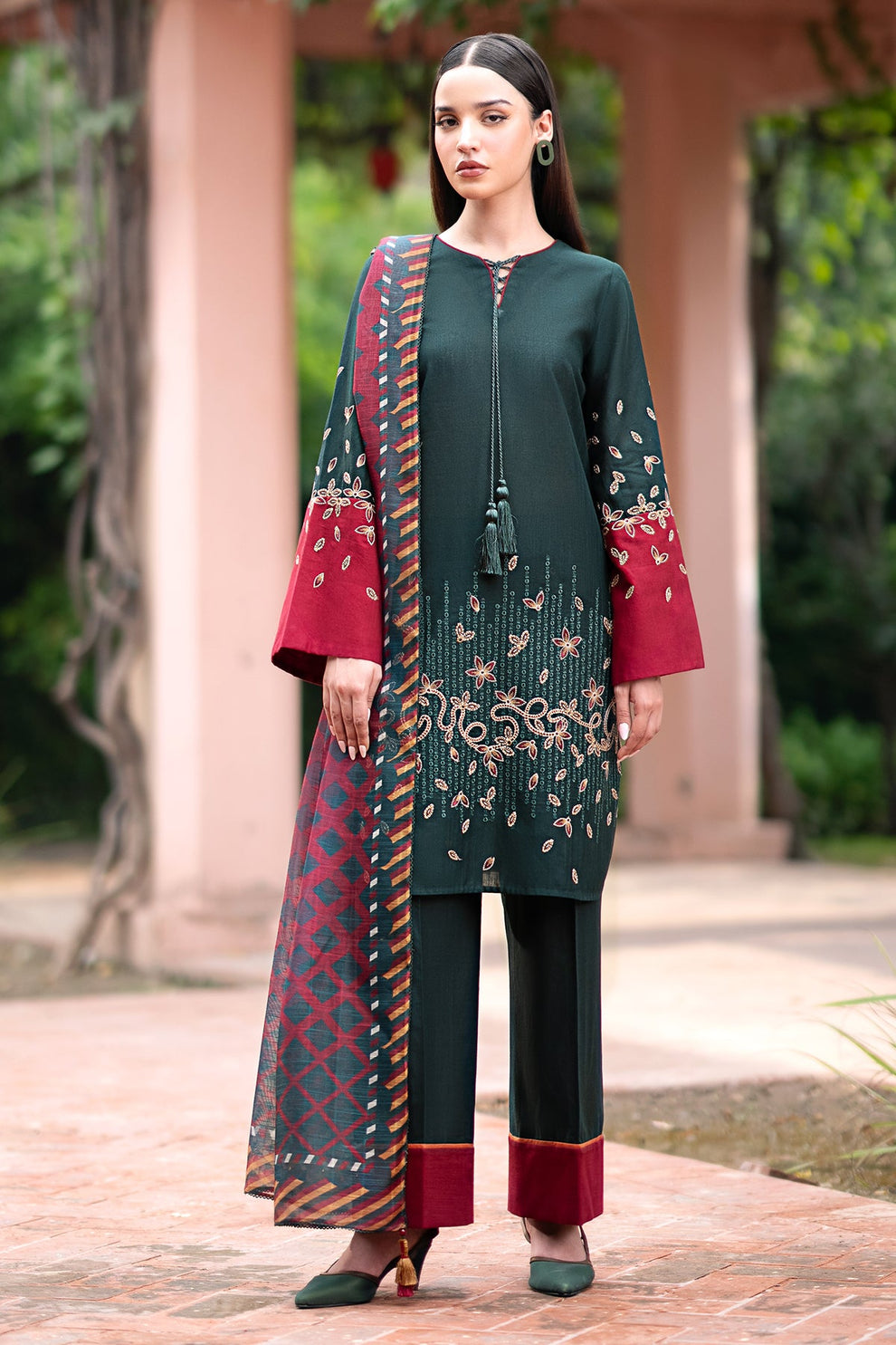 Jazmin D # 235 - 01 | 3pc Luxury Dhanak | Wool Print Shawl