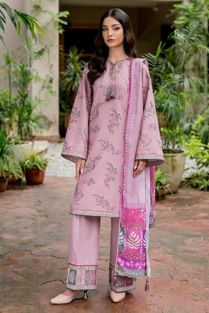 Jazmin D # 242 - 01 | 3pc Luxury Dhanak Embroidered | Wool Print Shawl