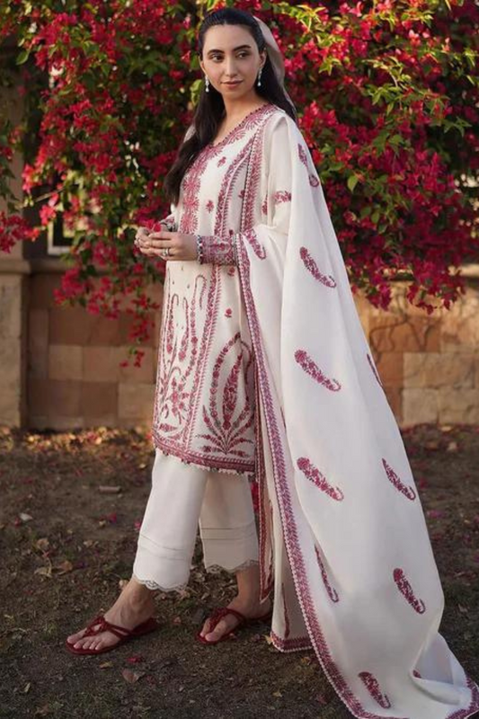 Bareeze B D # 191 -01 | 3pc Dhanak With Dhanak Embroidered Heavy Shawl