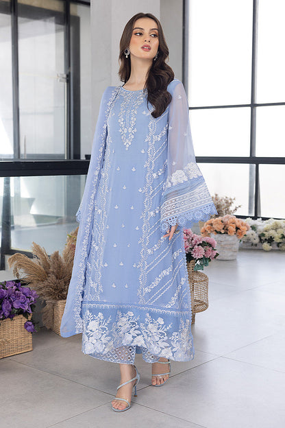 Azure D # 321 - 01 | 3PC Luxury Lawn | Organza Embroidered Duppata