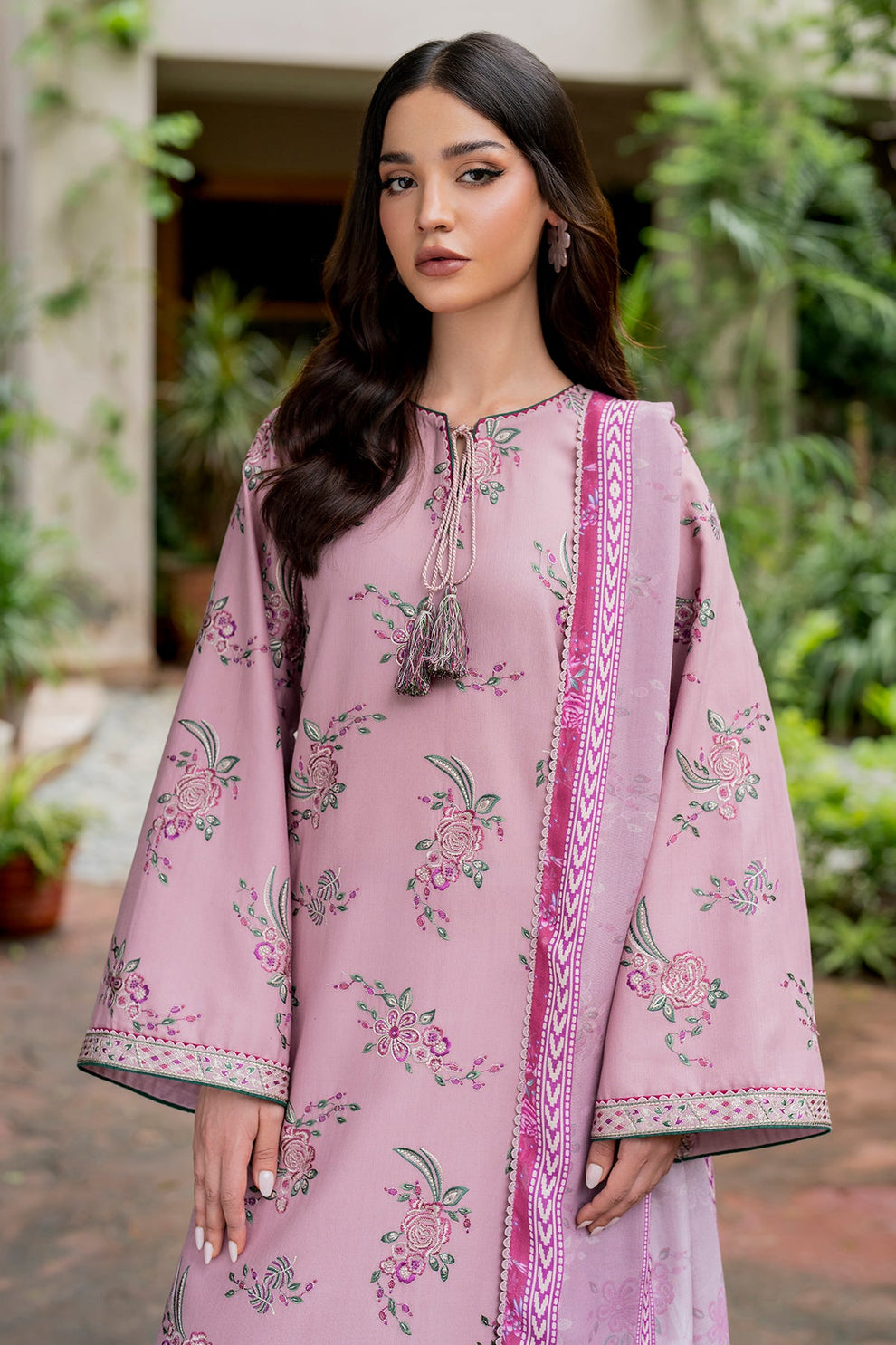 Jazmin D # 242 - 01 | 3pc Luxury Dhanak Embroidered | Wool Print Shawl