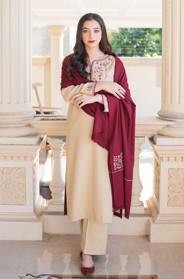 Aisling D # 22 - 06 | 3pc Dhanak with Embroidered Dhanak Dupatta