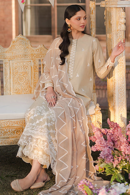 Cross Stich D # 244 - 01 | 3PC Luxury Lawn | Organza Embroidered Dupatta