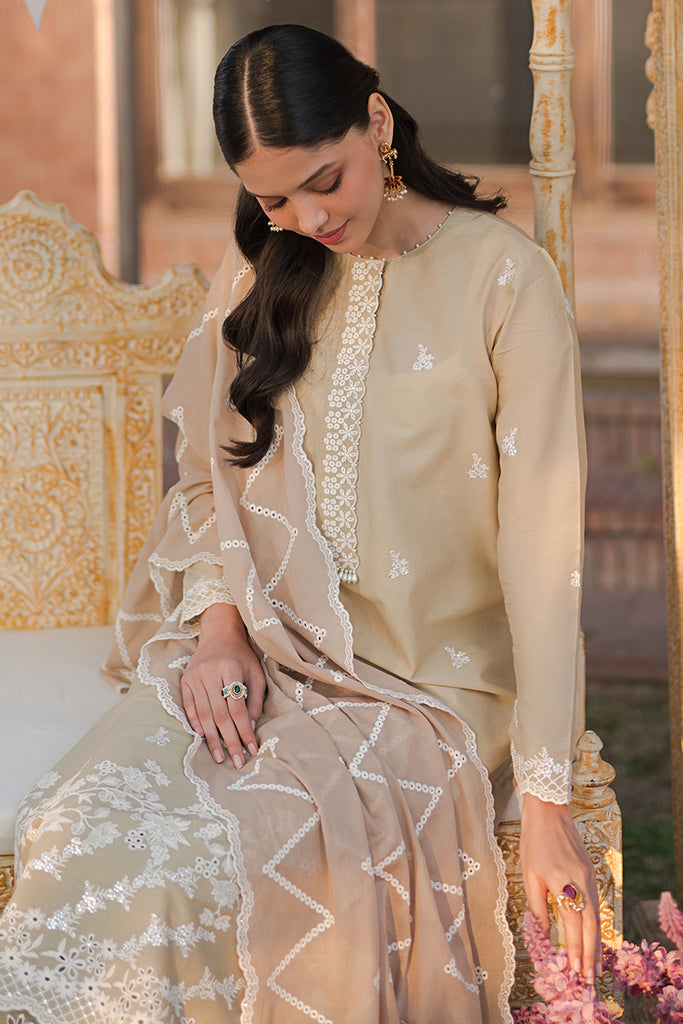 Cross Stich D # 244 - 01 | 3PC Luxury Lawn | Organza Embroidered Dupatta