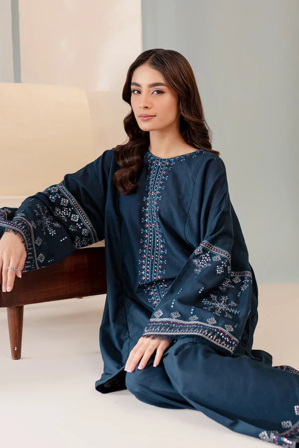 Jamiz D # 246 - 01 | 2pc Luxury Dhanak Embroidered Shirt | Embroidered Trouser