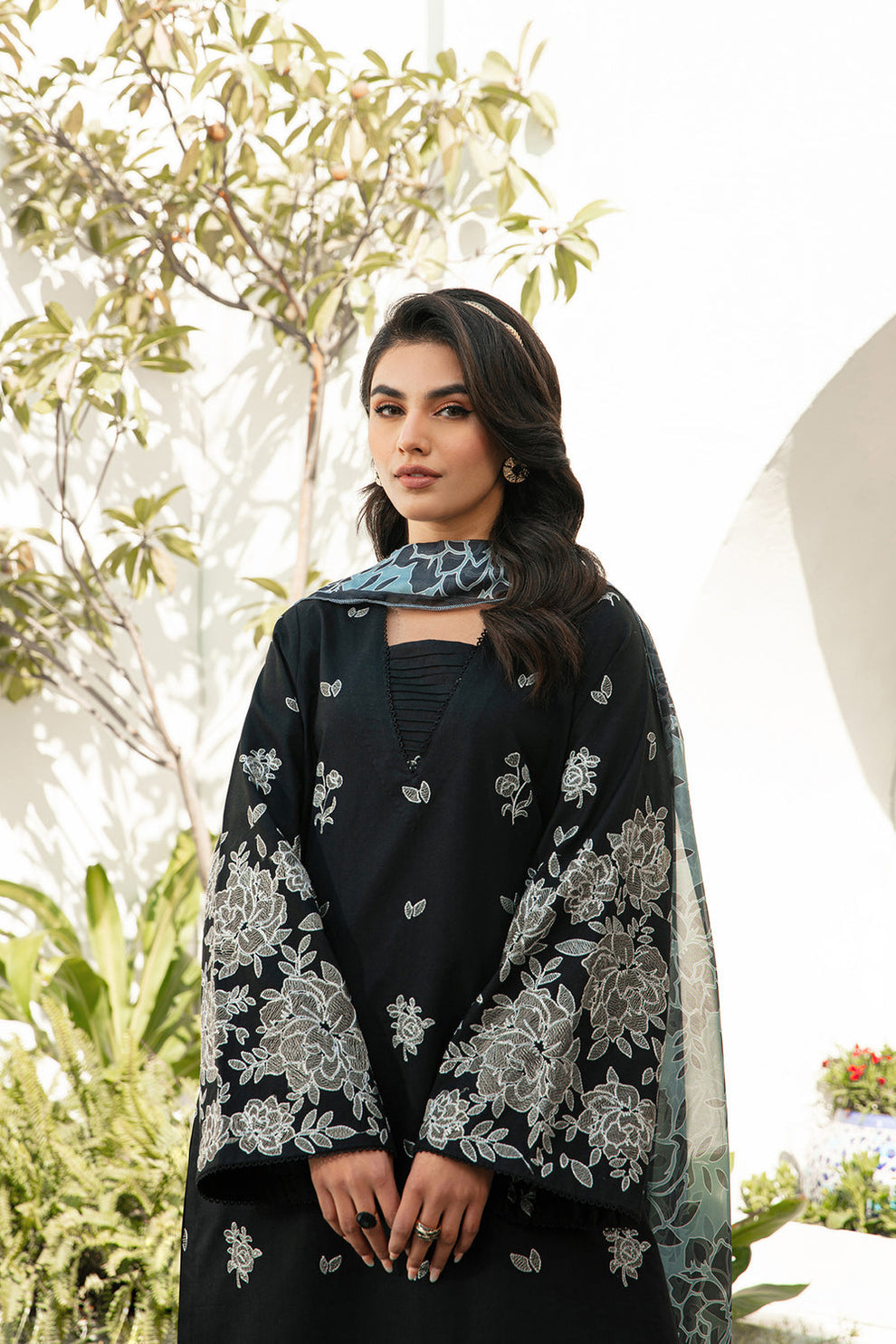 Ziva D # 284 - 01 | 3PC Luxury Lawn | Diamond Print Dupatta