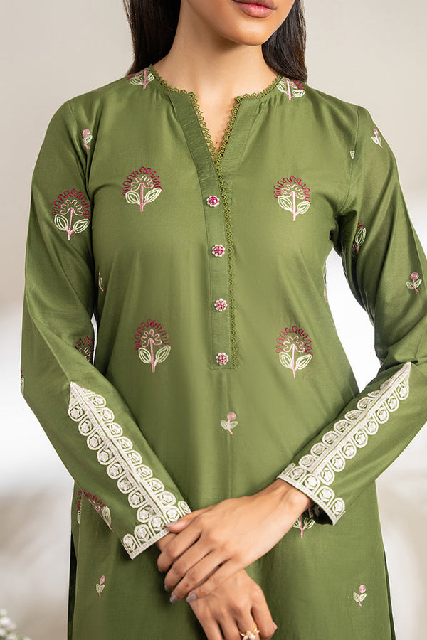 Cross Stich D # 167 - 01 | 2PC Luxury Dhanak | Embroidered Shirt With Embroidered Trouser