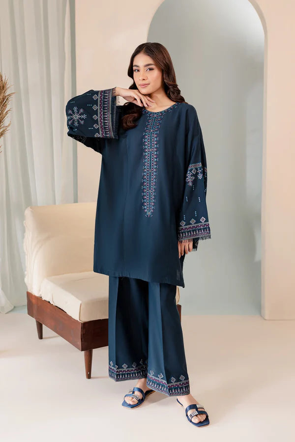 Jamiz D # 246 - 01 | 2pc Luxury Dhanak Embroidered Shirt | Embroidered Trouser