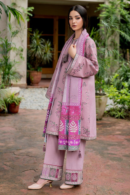 Jazmin D # 242 - 01 | 3pc Luxury Dhanak Embroidered | Wool Print Shawl