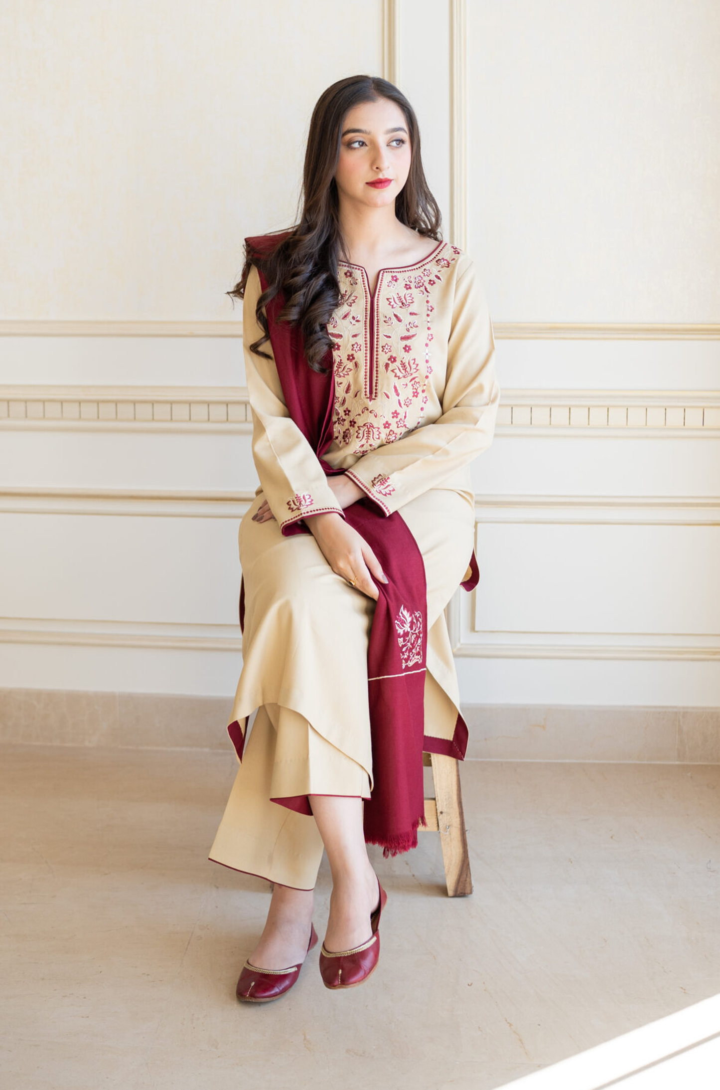 Aisling D # 22 - 06 | 3pc Dhanak with Embroidered Dhanak Dupatta