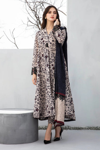 Baroque D # 91 - 01 | 3PC  Lawn | Lawn Printed Dupatta