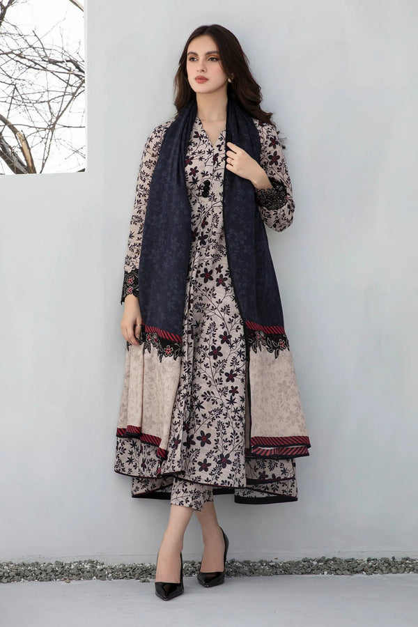 Baroque D # 91 - 01 | 3PC  Lawn | Lawn Printed Dupatta