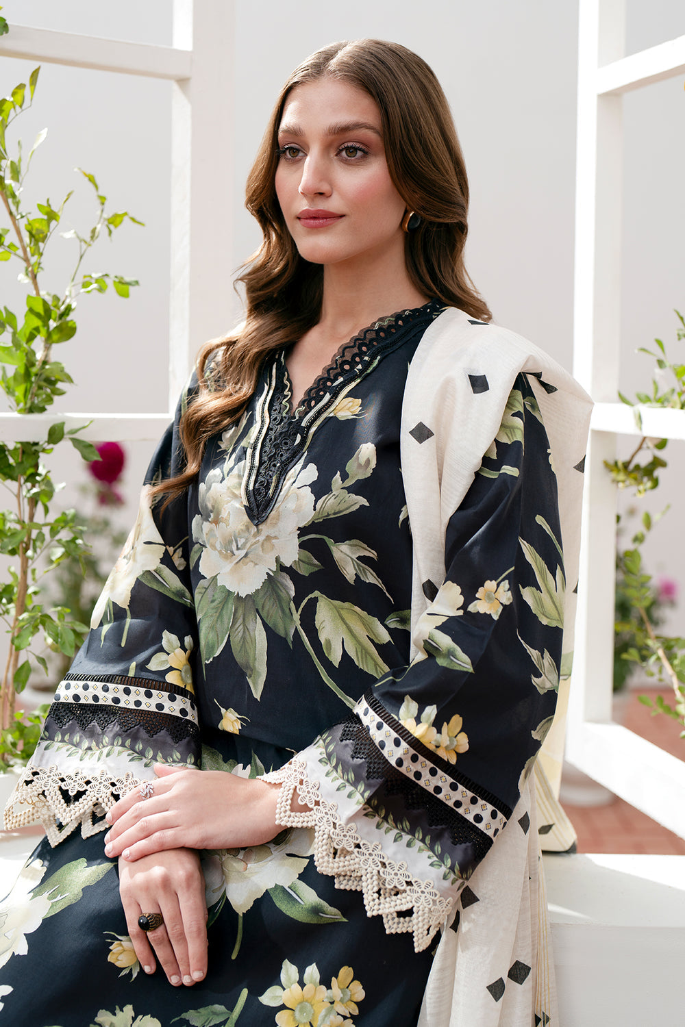 Baroque D # 306 - 01 | 3PC  Lawn | Lawn Printed Dupatta