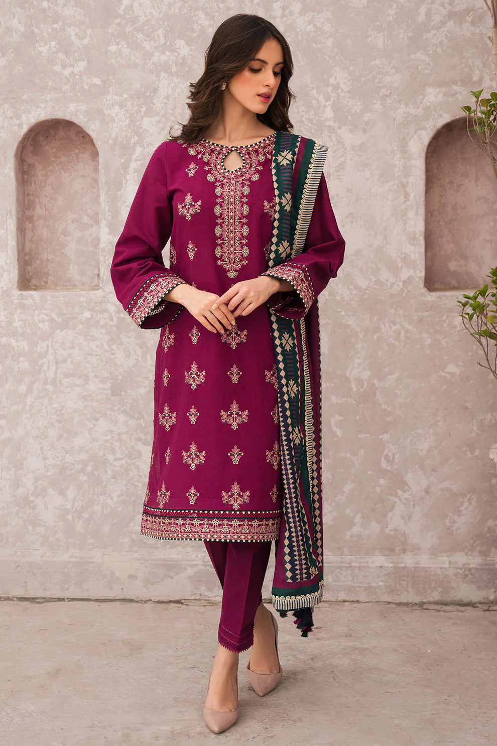 Jazmin D# 235- 01 | 3PC Luxury Lawn | Cotton Silk Ptint Duppata