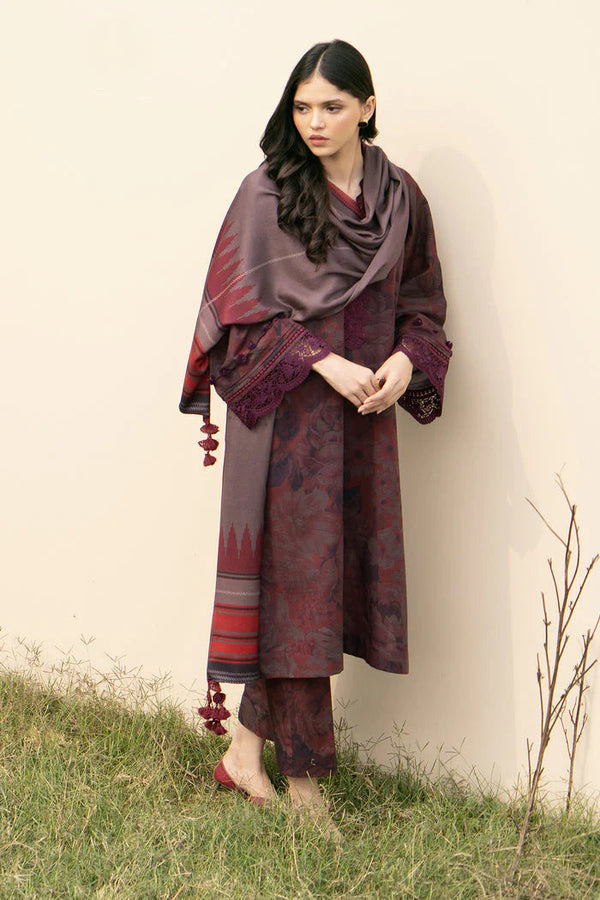 Baroque D # 160- 26 | 3pc Karandi | Digital Karandi Dupatta