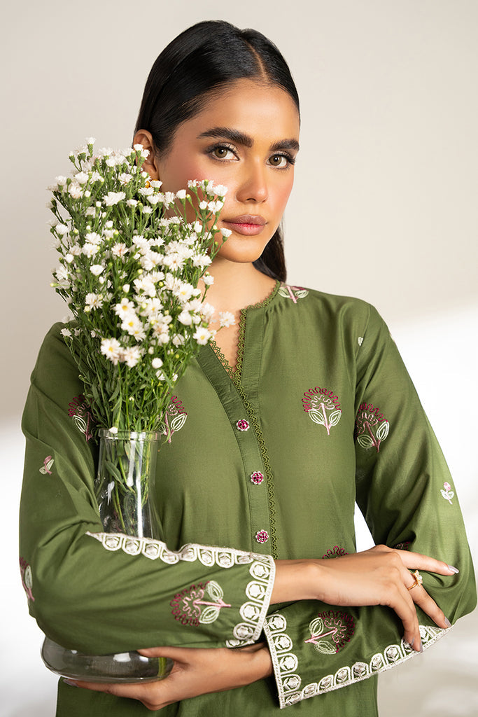 Cross Stich D # 167 - 01 | 2PC Luxury Dhanak | Embroidered Shirt With Embroidered Trouser