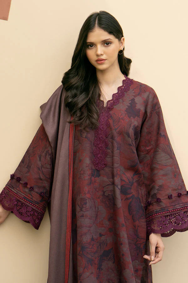 Baroque D # 160- 26 | 3pc Karandi | Digital Karandi Dupatta