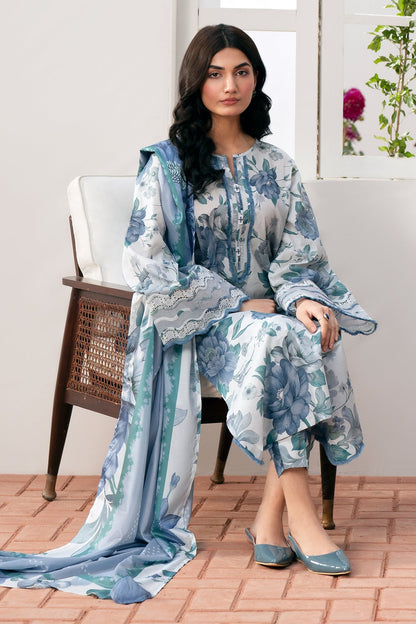 Baroque D # 307 - 01 | 3PC  Lawn | Lawn Printed Dupatta