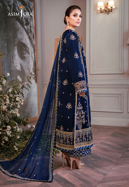 Asim Jofa D # 375 - 06 | 3pc Luxury Velvet | Embroidered Organza Barosha Dupatta