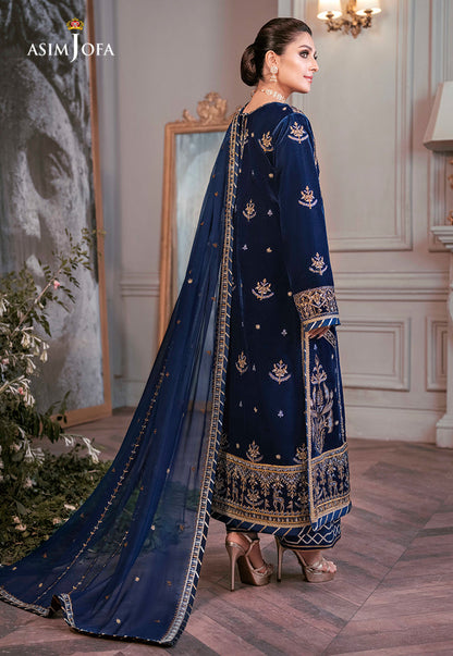 Asim Jofa D # 375 - 06 | 3pc Luxury Velvet | Embroidered Organza Barosha Dupatta