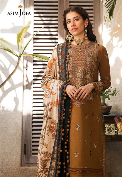 Asim Jofa D # 200 - 01 | 3pc Luxury Dhanak | Wool Print Shawl