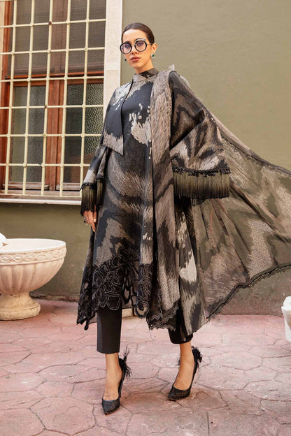 Maria B D # 219 - 01 | 3pc Luxury Karandi | Karandi Printed Shawl