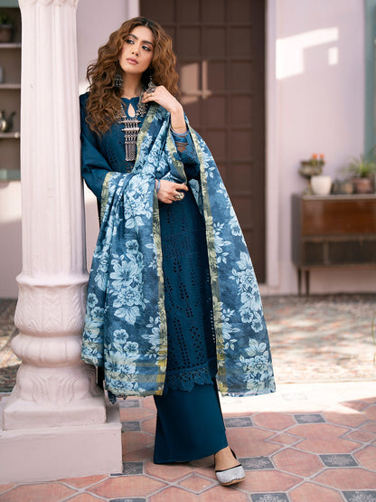 Qalamkar D # 320 - 01 | 3PC Luxury Lawn | Diamond Printed Duppata