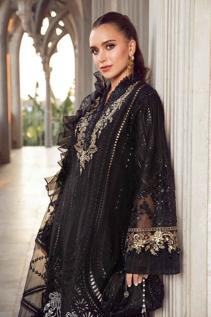 Maria B D # 340 - 01 | 3PC Luxury Lawn | Organza Embroidered Dupatta