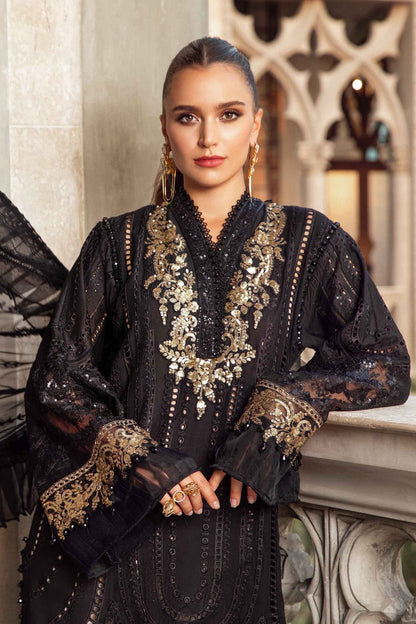 Maria B D # 340 - 01 | 3PC Luxury Lawn | Organza Embroidered Dupatta