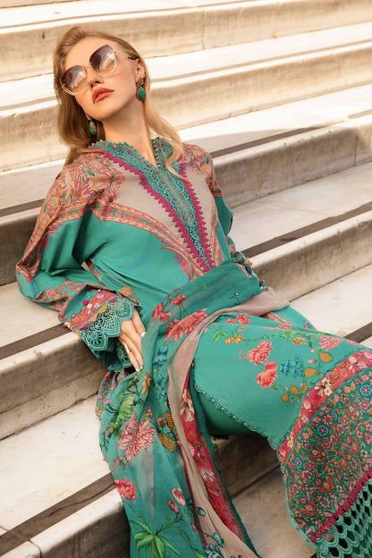 Maria B D # 217 - 01 | 3pc Luxury Karandi | Karandi Printed Shawl