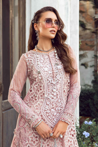 Maria B D # 338 - 01 | 3PC Luxury Lawn | Organza Embroidered Ready To Wear Dupatta