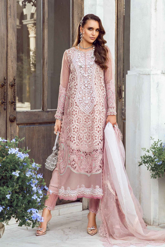 Maria B D # 338 - 01 | 3PC Luxury Lawn | Organza Embroidered Ready To Wear Dupatta