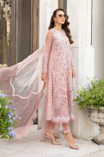 Maria B D # 338 - 01 | 3PC Luxury Lawn | Organza Embroidered Ready To Wear Dupatta