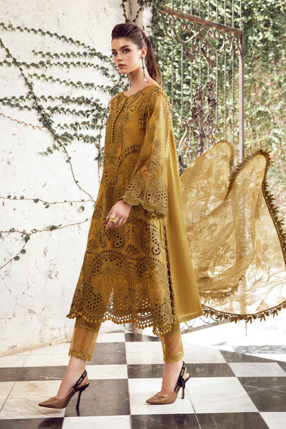 Maria B D # 337 - 01 | 3PC Luxury Lawn | Organza Embroidered Ready To Wear Dupatta