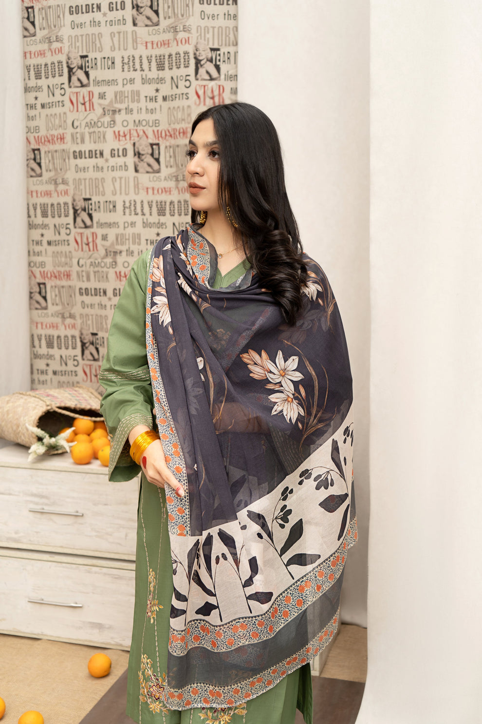 Urge D # 168 - 01 | 3PC Luxury Dhanak | Couture Print Shawl