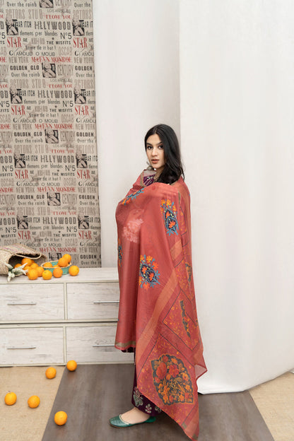 Urge D # 151 - 01 | 3PC Luxury Dhanak | Couture Wool Shawl