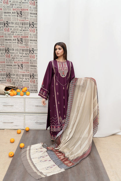 Urge D # 174 - 01 | 3PC Luxury Dhanak | Couture Print Shawl