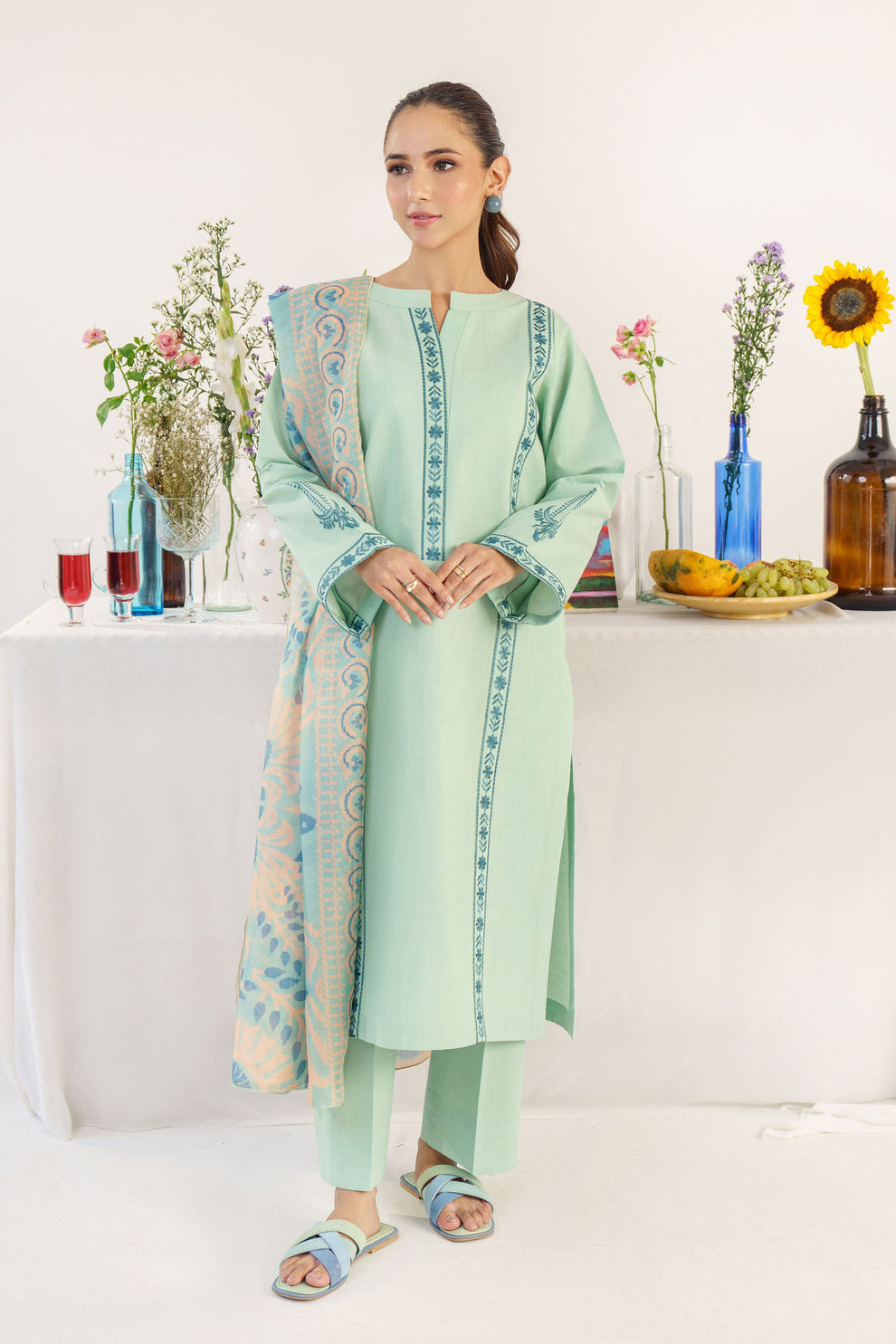 Hana D # 207 - 01 | 3pc Luxury Dhanak | Wool Print Shawl