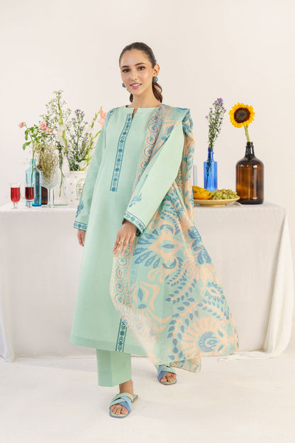 Hana D # 207 - 01 | 3pc Luxury Dhanak | Wool Print Shawl