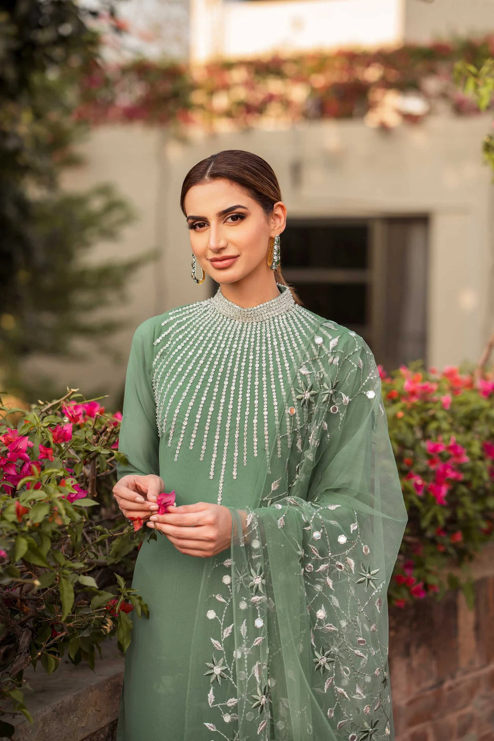 Natasha Kamal D # 49 - 01 | 3PC Luxury Lawn | Organza Embroidered Duppata