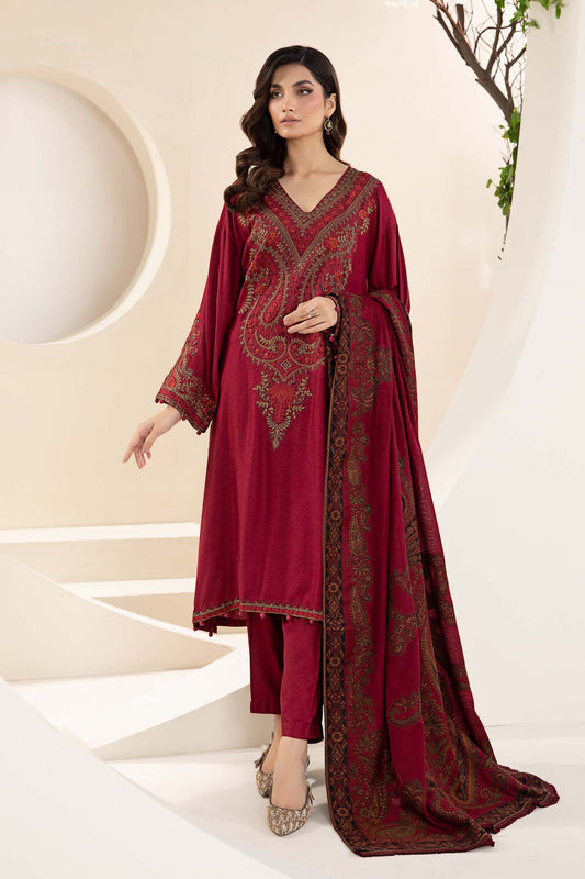 Maria B D # 223 - 01 | 3pc Luxury Dhanak | Wool Print Shawl