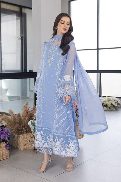 Azure D # 321 - 01 | 3PC Luxury Lawn | Organza Embroidered Duppata