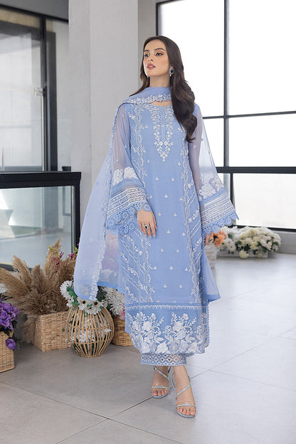 Azure D # 321 - 01 | 3PC Luxury Lawn | Organza Embroidered Duppata