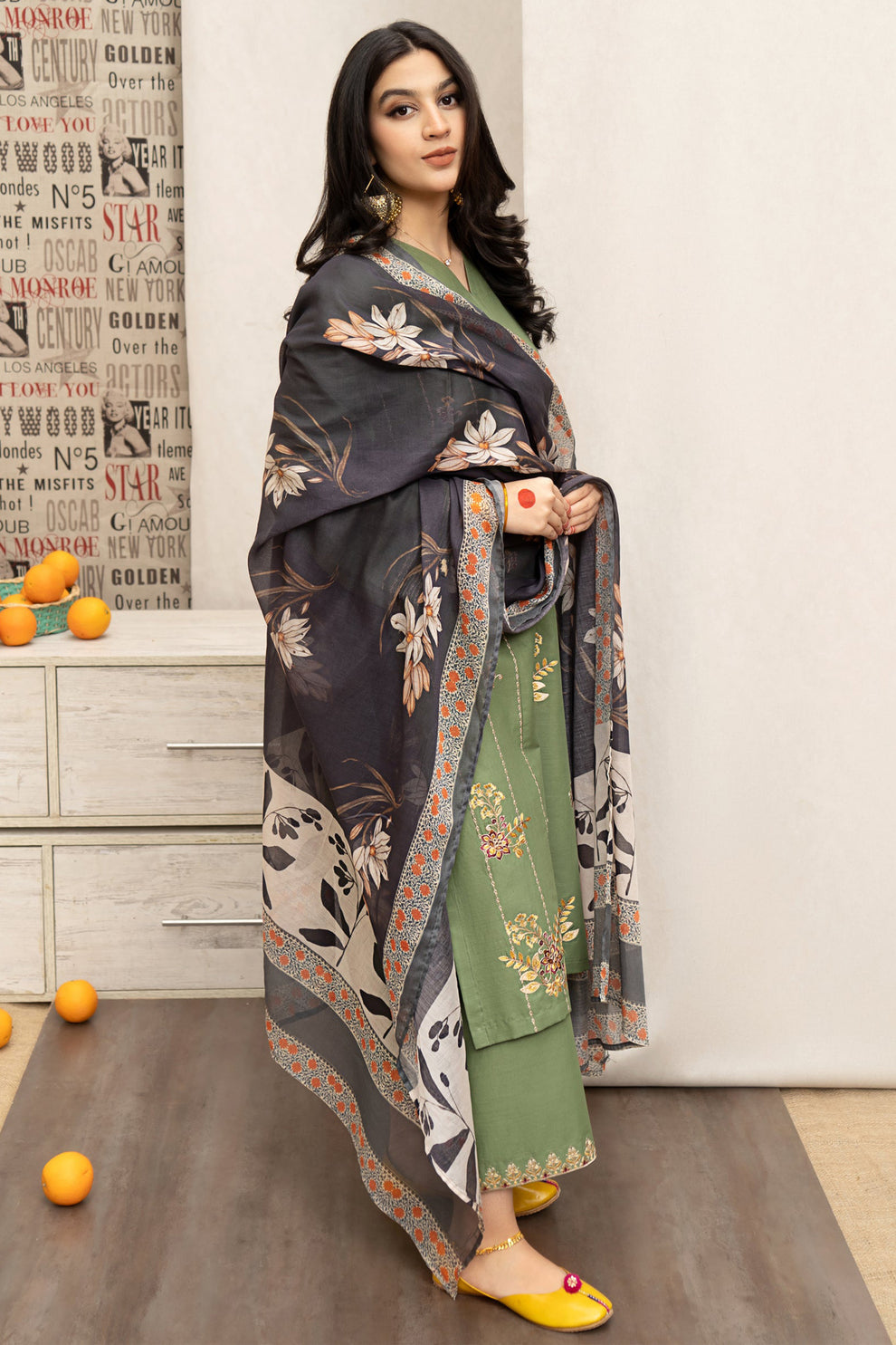 Urge D # 168 - 01 | 3PC Luxury Dhanak | Couture Print Shawl