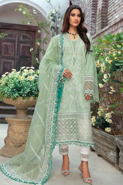 Saheefa D # 341 - 01 | 3PC Luxury Lawn | Organza Embroidered Dupatta